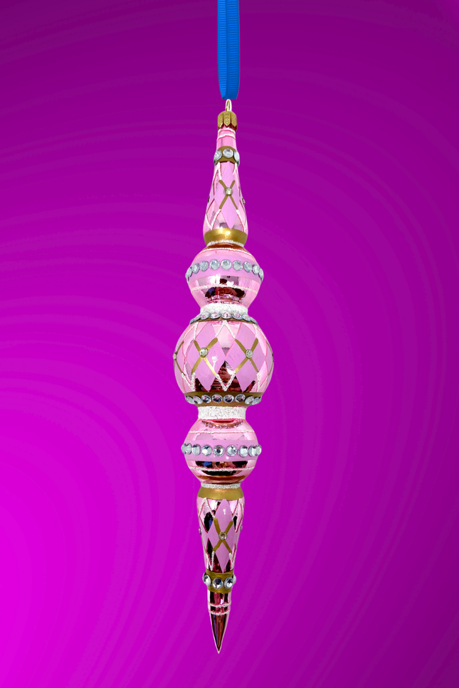 Pink Passion Icicle Glass Ornament