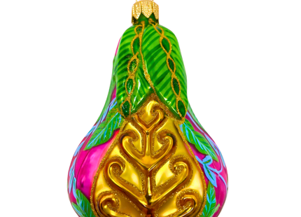 Pink Positano Pear Glass Ornament