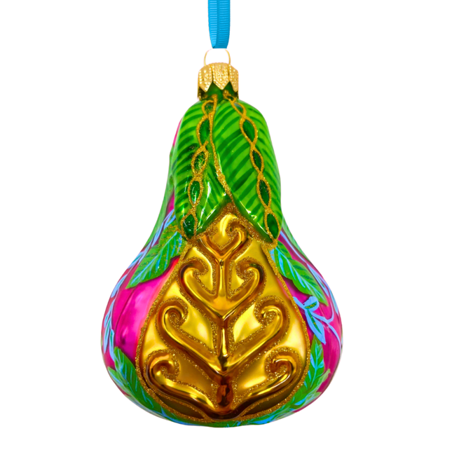 Pink Positano Pear Glass Ornament
