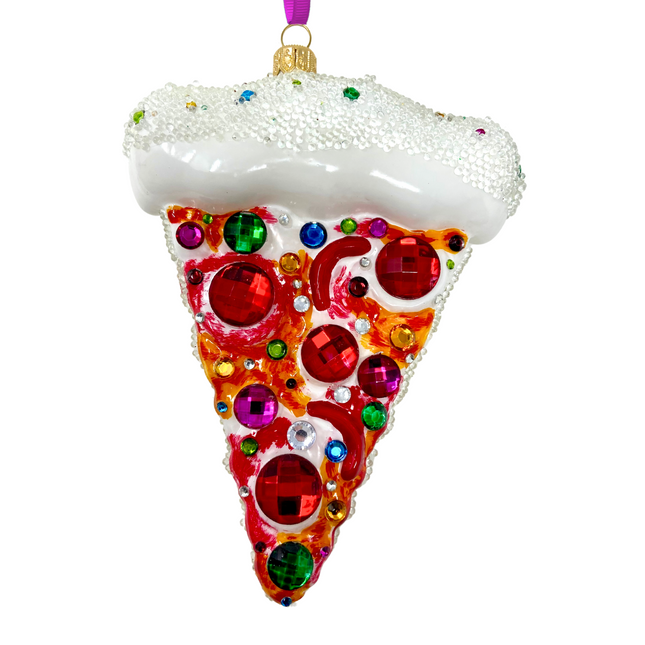 Supreme Pizza Slice Polish Glass Ornament