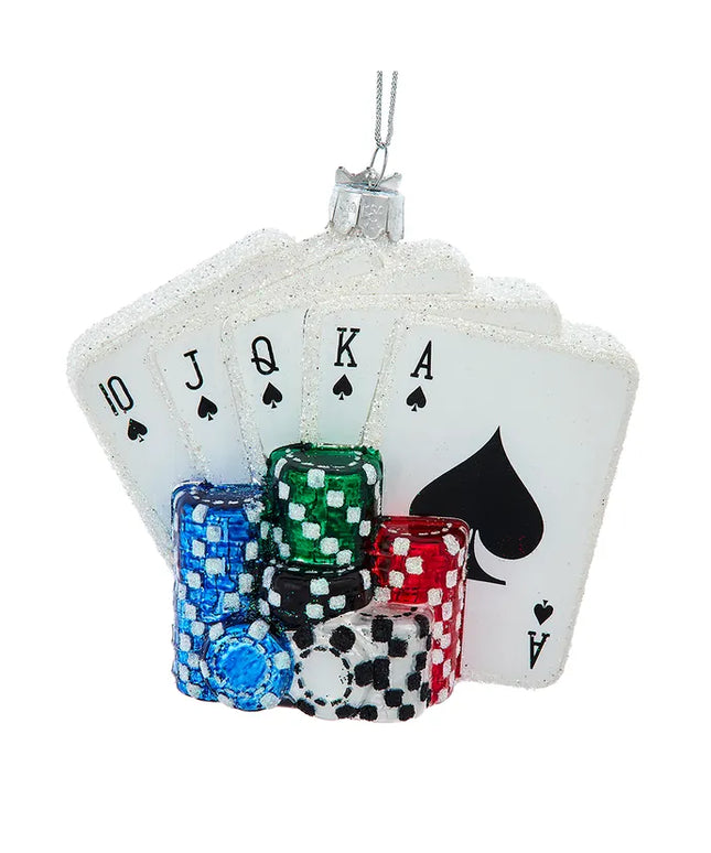 Noble Gems™ Glass Poker Cards & Chips Ornament