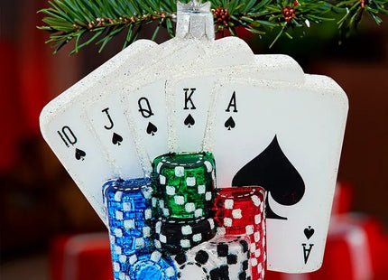 Noble Gems™ Glass Poker Cards & Chips Ornament