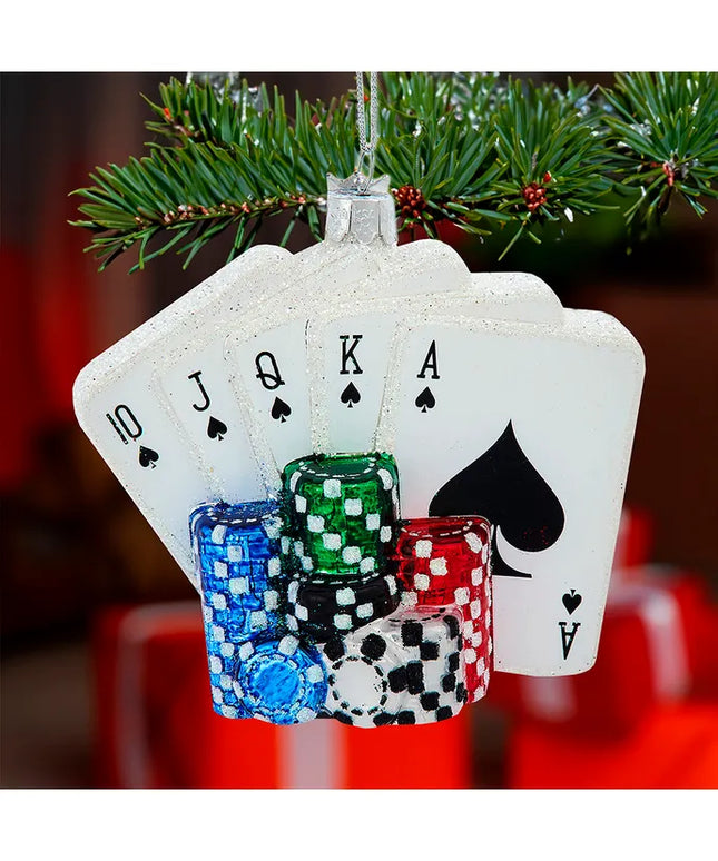 Noble Gems™ Glass Poker Cards & Chips Ornament