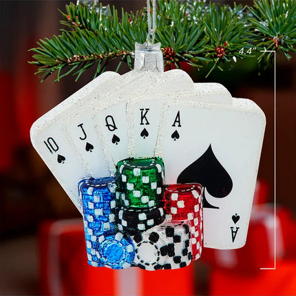 Noble Gems™ Glass Poker Cards & Chips Ornament