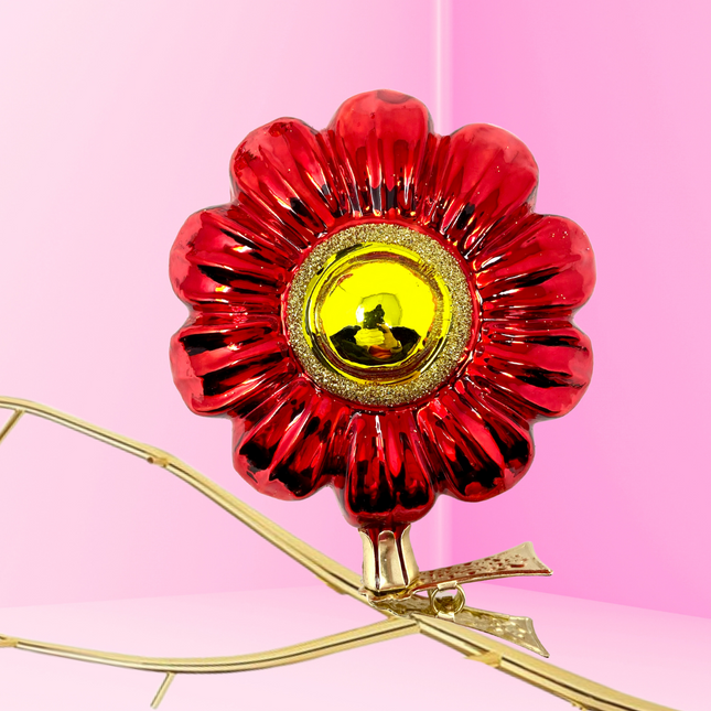Poppy Boho Charm Clip-On Polish Glass Ornament