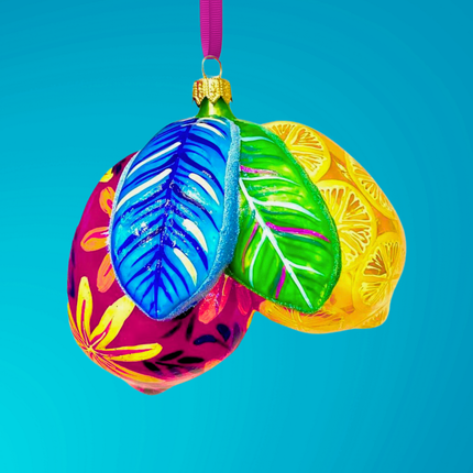 Positano Lemon Cluster Holiday Glass Ornament