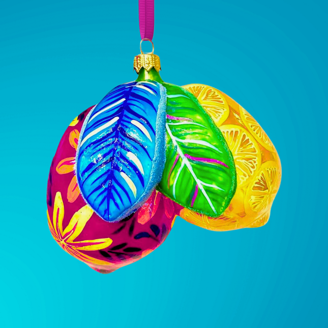 Positano Lemon Cluster Holiday Glass Ornament