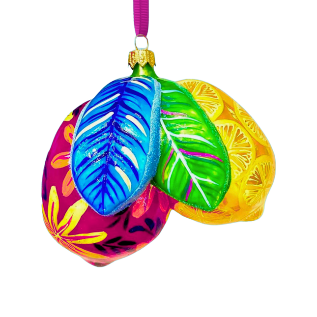 Positano Lemon Cluster Holiday Glass Ornament