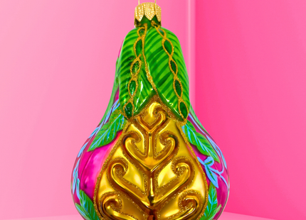 Pink Positano Pear Glass Ornament