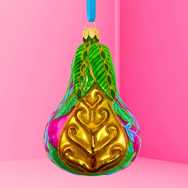 Pink Positano Pear Glass Ornament