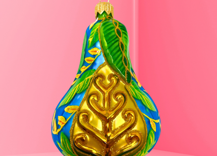 Blue Positano Pear Glass Ornament