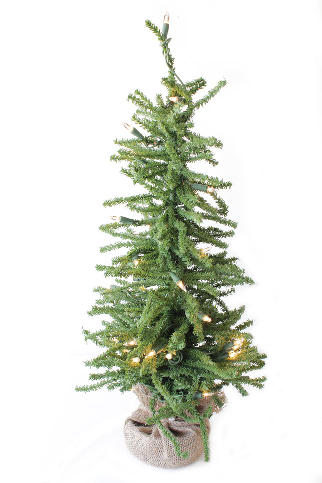 2' Pre-Lit Green Burlap Base Christmas Tree