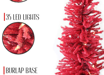 2' Pre-Lit Red Burlap Base Christmas Tree