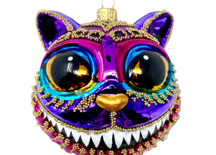 Amethyst Cheshire Cat Glass Ornament