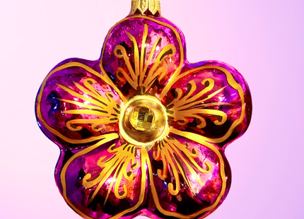 Amethyst Hibiscus Polish Glass Ornament