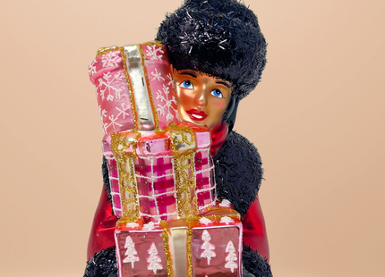 Nicole Glass Christmas Ornament (Brunette)