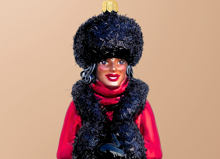 Whitney Glass Christmas Ornament (Brown Skin)