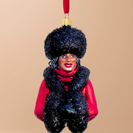 Whitney Glass Christmas Ornament (Brown Skin)