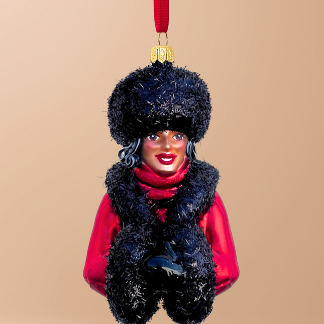Whitney Glass Christmas Ornament (Brown Skin)
