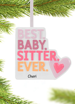 #1 Babysitter Pink Heart Ornament  by POLARX Ornament