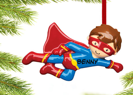 custom personalized flying super hero christmas ornament – Christmas ornament, holiday tree decoration or gift