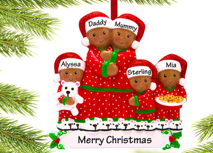 African American Pajama Family Personalized Ornament - 2, 3, 4, 5, or 6