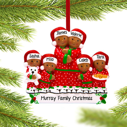 African American Pajama Family Personalized Ornament - 2, 3, 4, 5, or 6