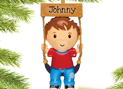 keepsake personalized swing boy christmas ornament – Christmas ornament, holiday tree decoration or gift