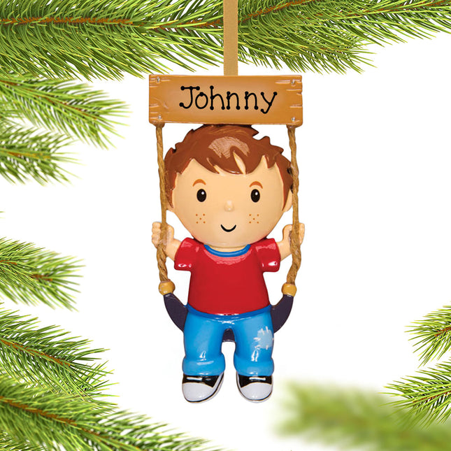 keepsake personalized swing boy christmas ornament – Christmas ornament, holiday tree decoration or gift