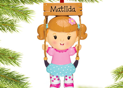 holiday personalized swing girl christmas ornament – Christmas ornament, holiday tree decoration or gift
