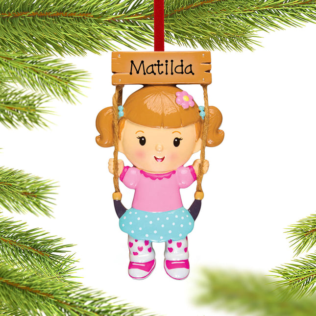 holiday personalized swing girl christmas ornament – Christmas ornament, holiday tree decoration or gift