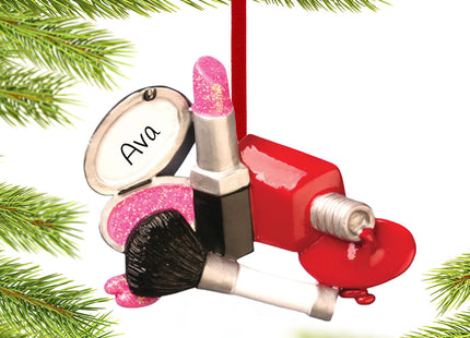decorative personalized i love makeup christmas ornament – Christmas ornament, holiday tree decoration or gift
