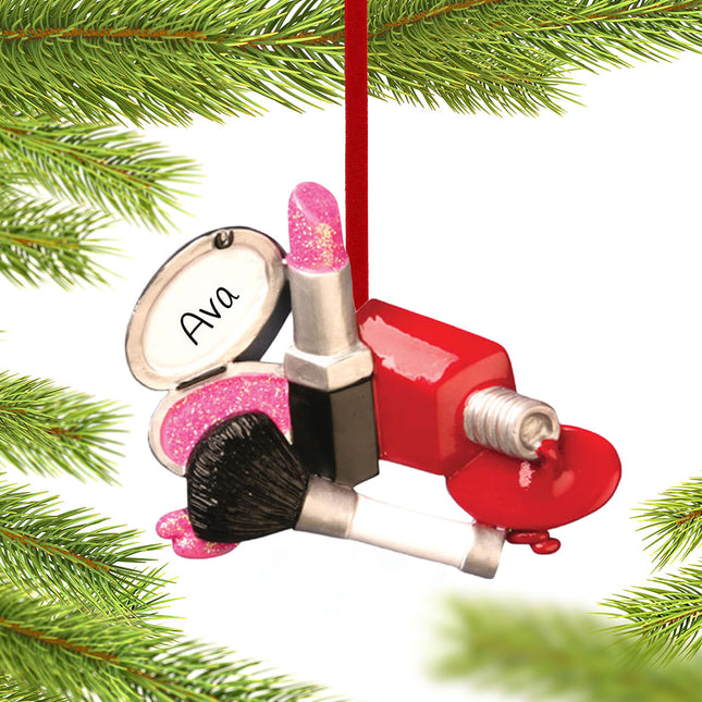 decorative personalized i love makeup christmas ornament – Christmas ornament, holiday tree decoration or gift