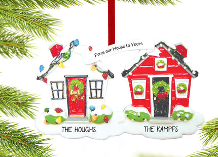 engraved personalized from our house to yours neighbors or friends christmas ornament – Christmas ornament, holiday tree deco