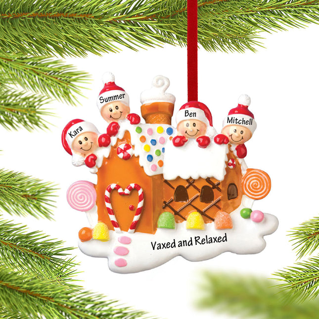 Gingerbread House Family Personalized Ornament - 3, 4, 5, 6 Family Members