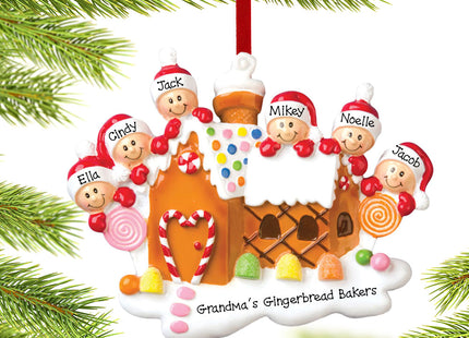 holiday personalized gingerbread house family of 6 christmas ornament – Christmas ornament, holiday tree decoration or gift