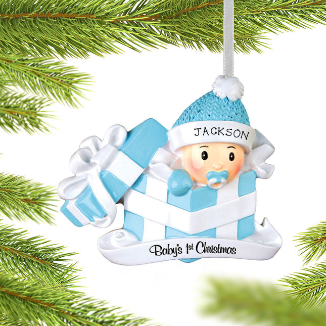 decorative personalized baby boy first christmas present christmas ornament – Christmas ornament, holiday tree decoration or 