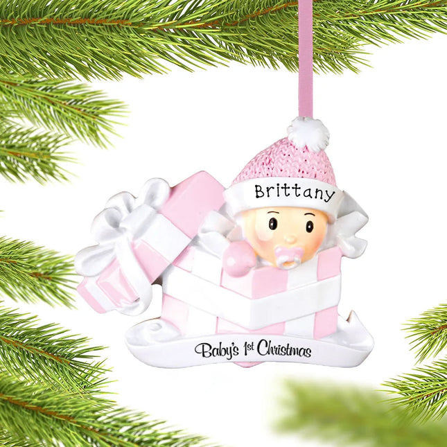 Baby Girl First Christmas Present Christmas Ornament