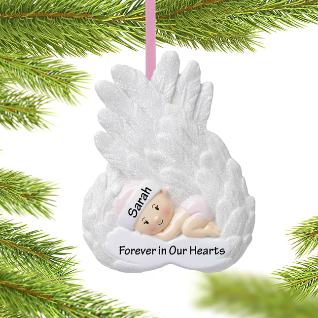 Baby Boy or Girl Memorial on Angel Wings Personalized Ornament