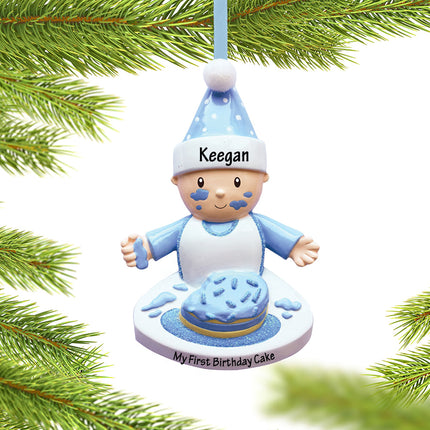 Baby Boy Or Girl with Birthday Cake Personalized Ornament