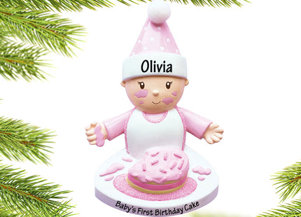 holiday personalized baby girl with birthday cake christmas ornament – Christmas ornament, holiday tree decoration or gift