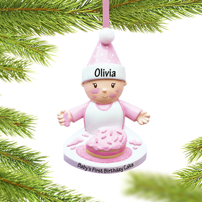 Baby Boy Or Girl with Birthday Cake Personalized Ornament
