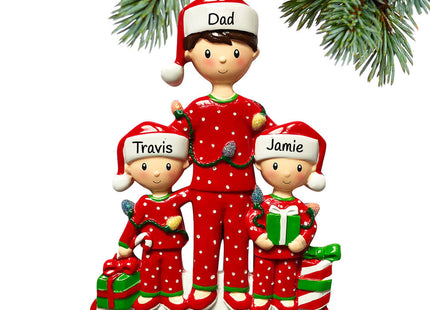 holiday personalized single dad with two child christmas ornament – Christmas ornament, holiday tree decoration or gift