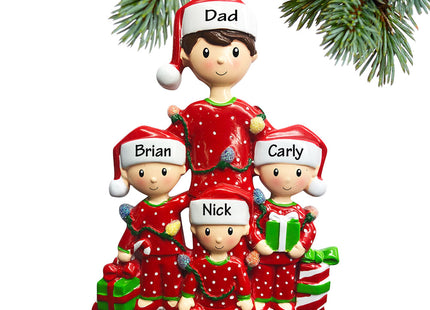 decorative personalized single dad with three child christmas ornament – Christmas ornament, holiday tree decoration or gift