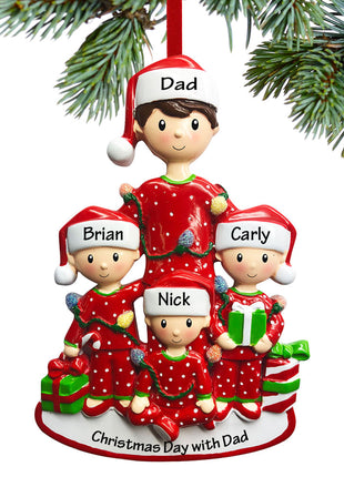 Single Dad with Three Child Ornament  by POLARX Ornament