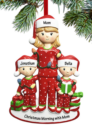 Single Mom with Two Children Ornament  by POLARX Ornament
