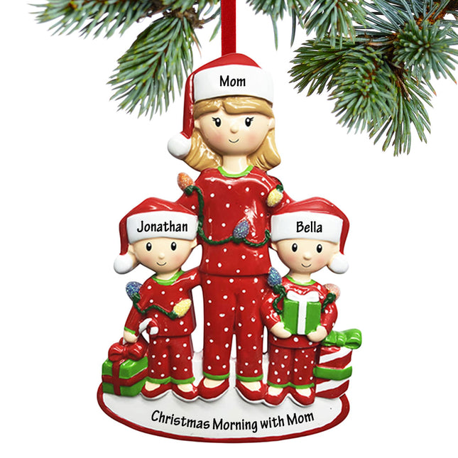 engraved personalized single mom with two children christmas ornament – Christmas ornament, holiday tree decoration or gift