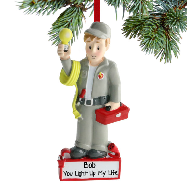 decorative personalized electrician on the job christmas ornament – Christmas ornament, holiday tree decoration or gift