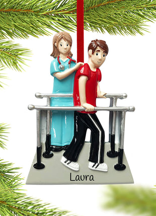 Physical Therapist with Patient Ornament  by POLARX Ornament