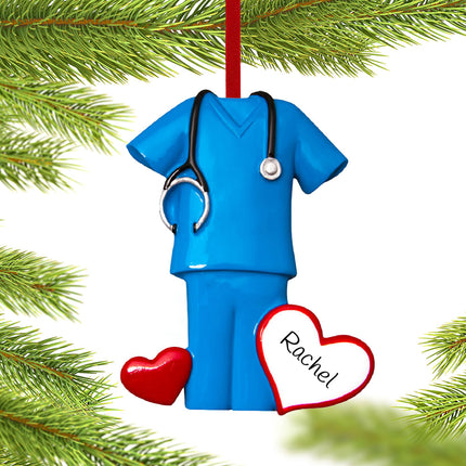 decorative personalized blue scrubs christmas ornament – Christmas ornament, holiday tree decoration or gift